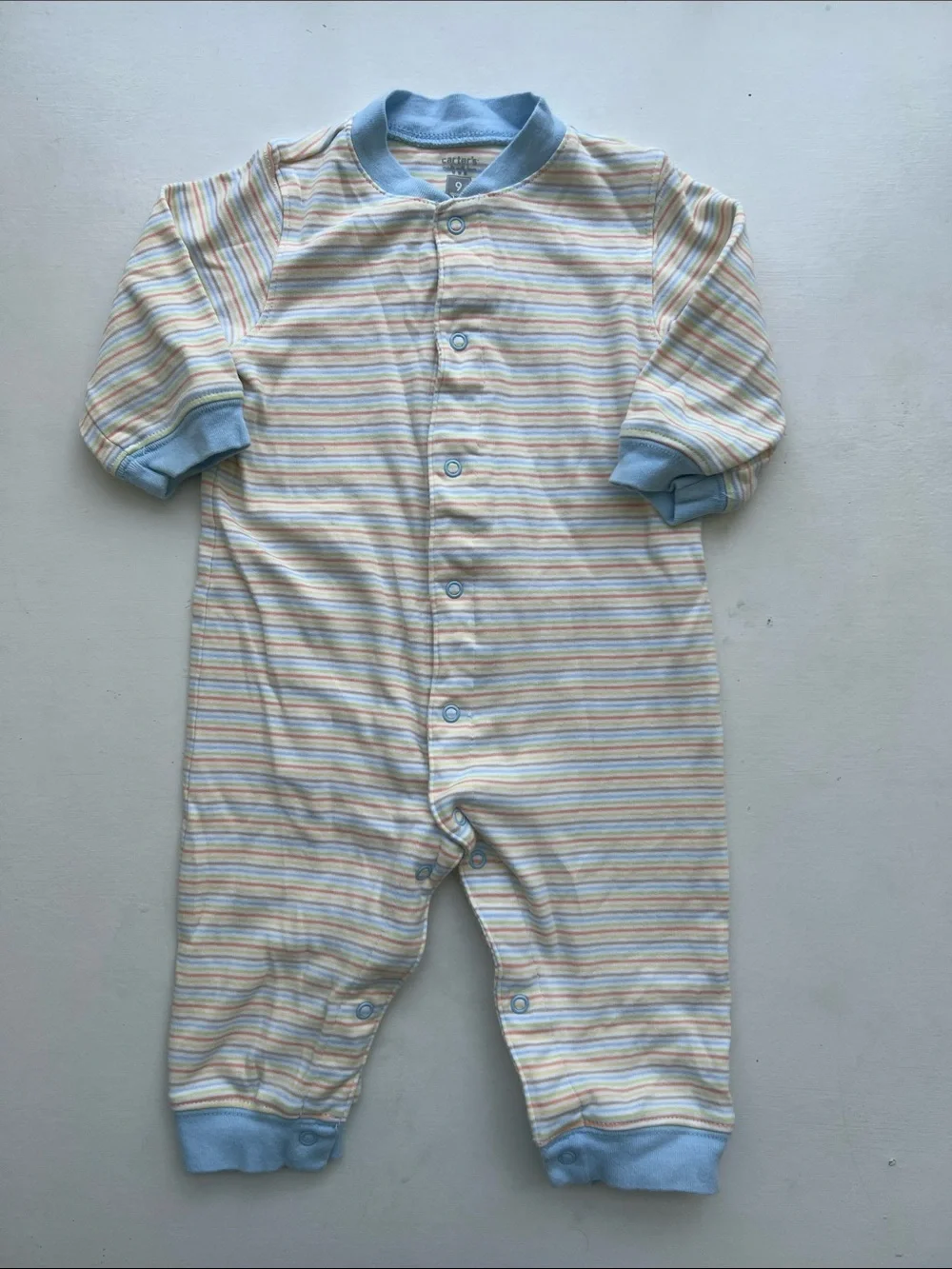 Carter's Pastel Striped One-Piece with Light Blue Trim